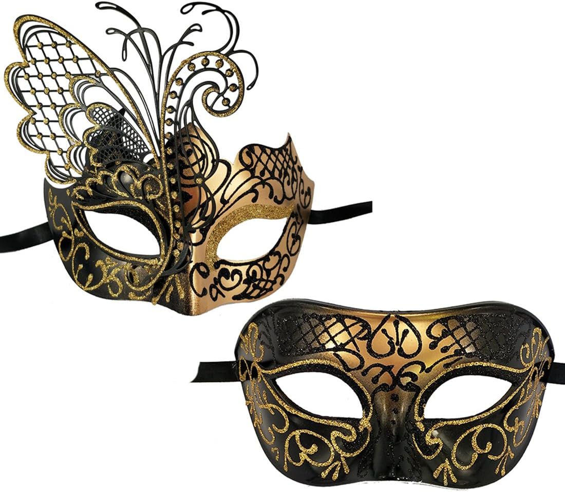 XVEVINACouples Pair Mardi Gras Venetian Masquerade Masks Set Party Costume Accessory
