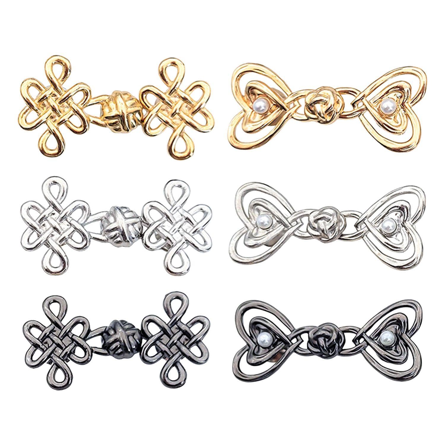 NIDHFG 6-Piece Jeans Waist Buckle, Chinese Knot Love, Creative And Personalized Seam-Free Buttons, Adjustable Buttons, Changing The Waist Circumference Of Clothing.