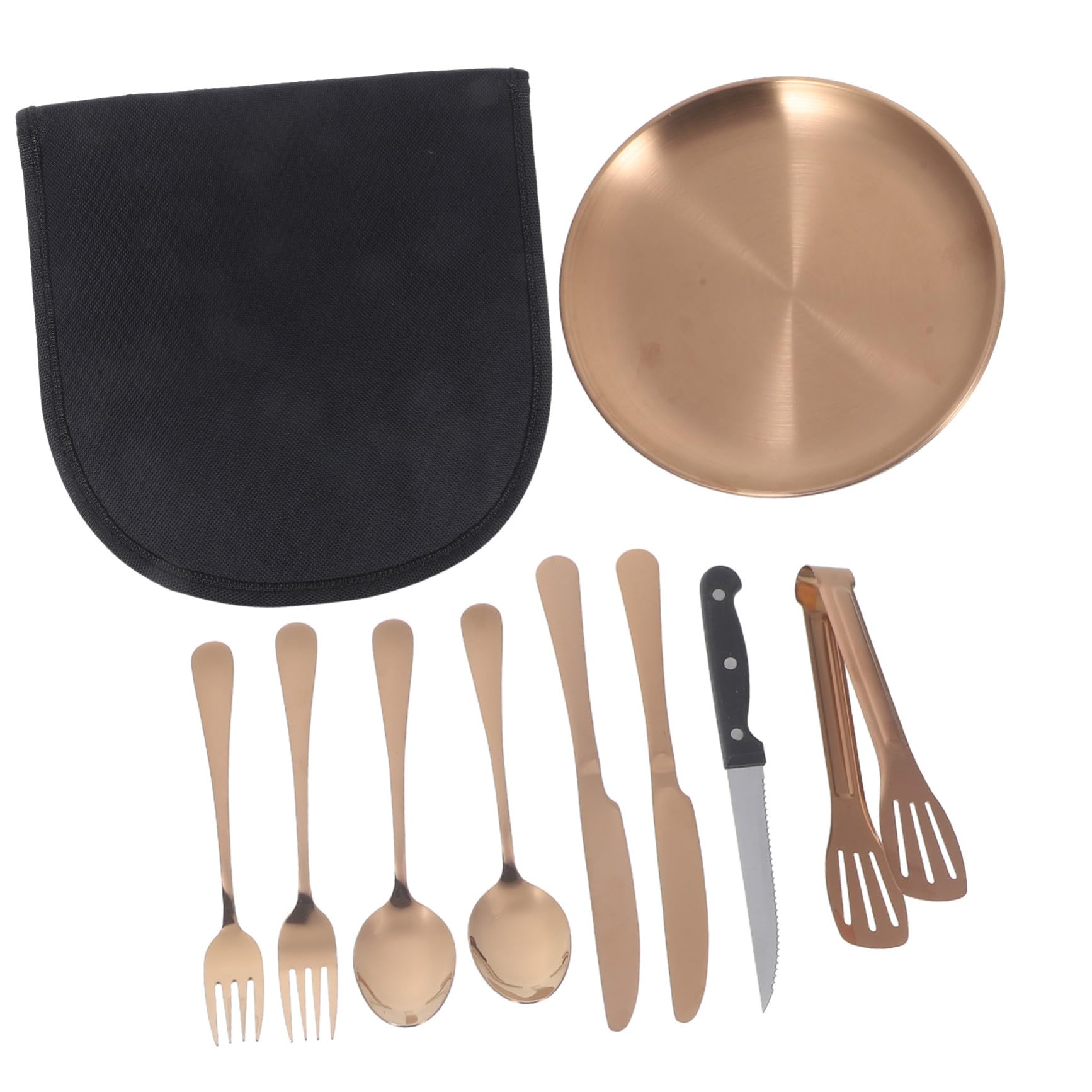 UKCOCO 1 Juego Utensilios Inoxidable para Camping Set de Cubiertos Plegables Portátiles con Estuche para y Actividades