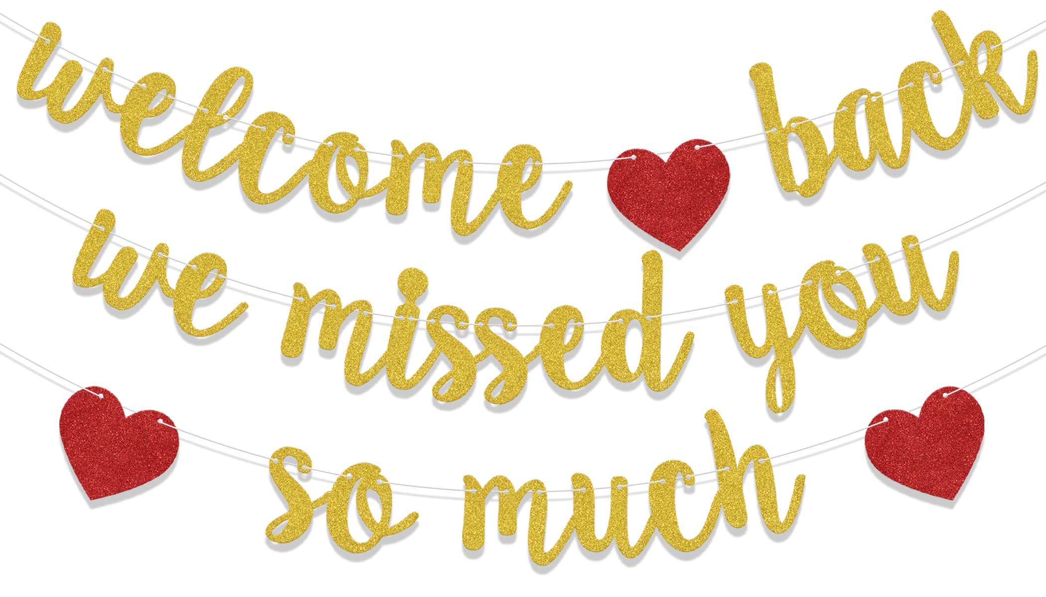 Welcome Back Banner - Welcome Back Decorations - Family Reunion Decorations Gold