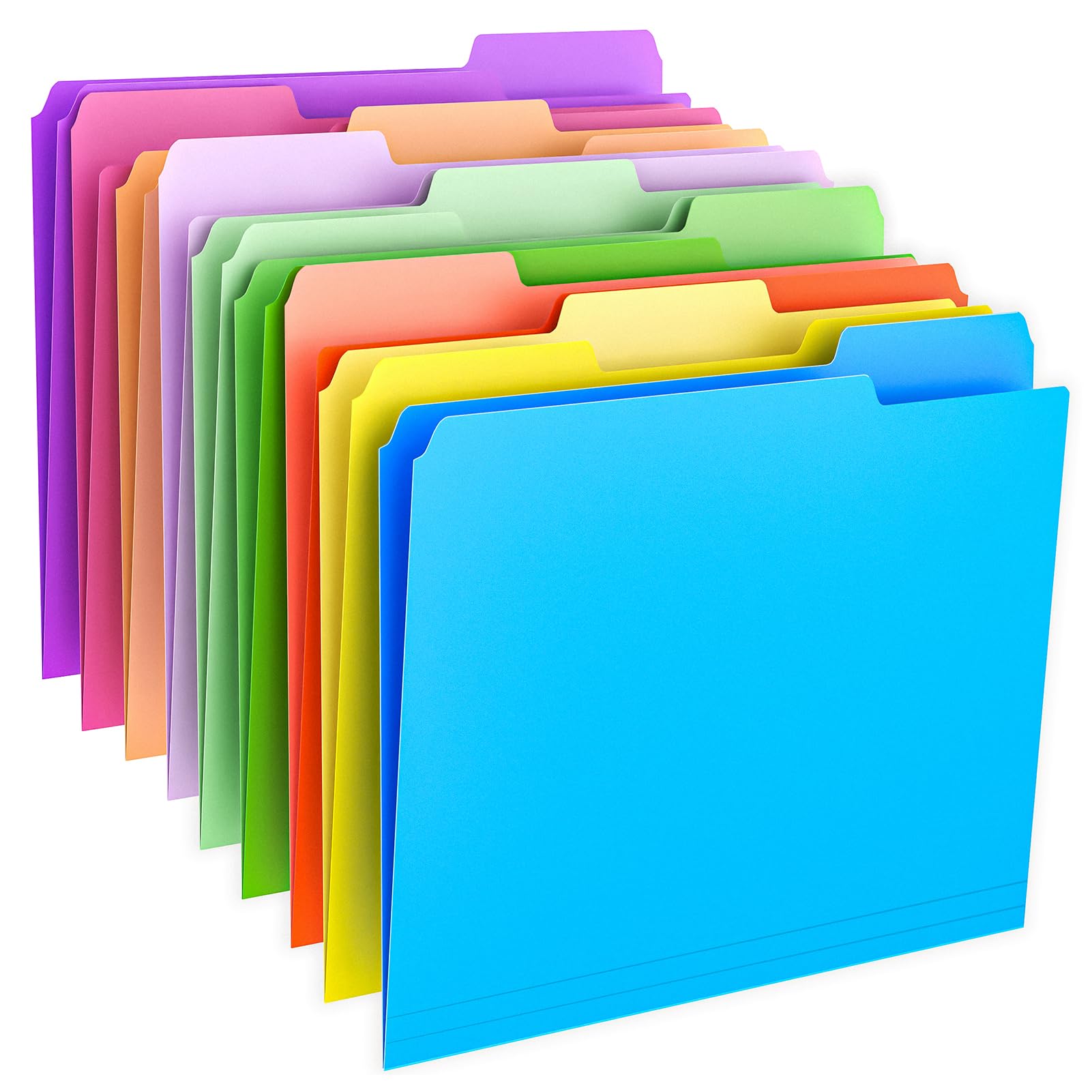 Habgp 9 Pcs File Folders, Manilla Folders 8.5 x 11 Inch, 1/3-Cut Tab Colored File Folders Letter Size, Plastic Folders Aesthetic School Business Office Manila Folders for Documents