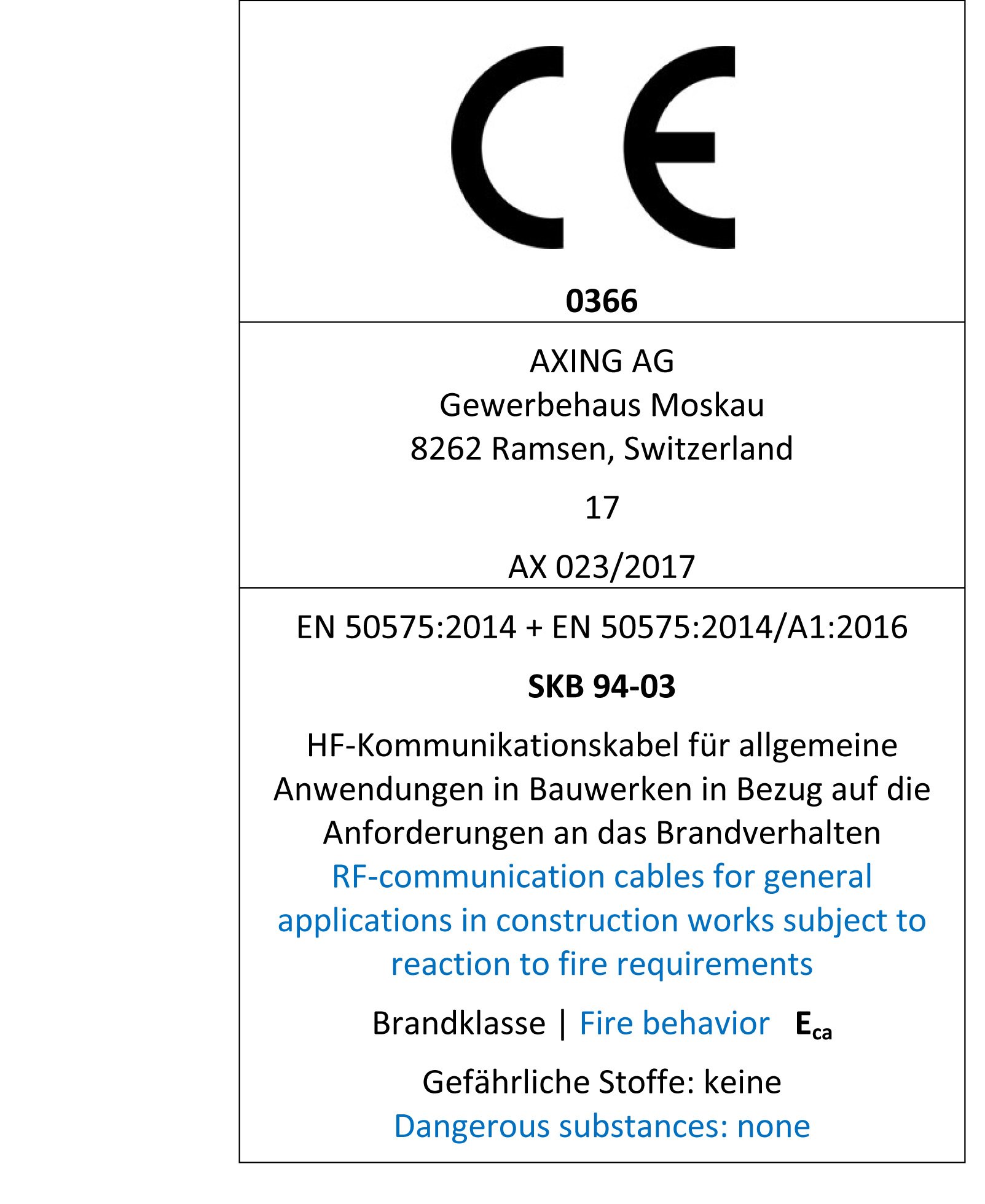 Axing SKB 94-03 cavo coassiale tripla schermatura 110 dB, 500 m tamburo, bianco