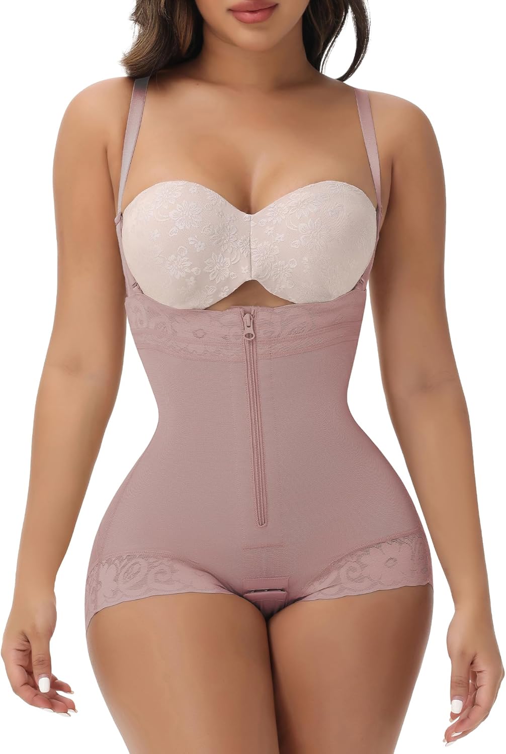 M MYODRESS Shapewear For Women Tummy Control Fajas Colombianas Moldeadoras Body Shaper Girdles Compression Garment Rose Brown XS