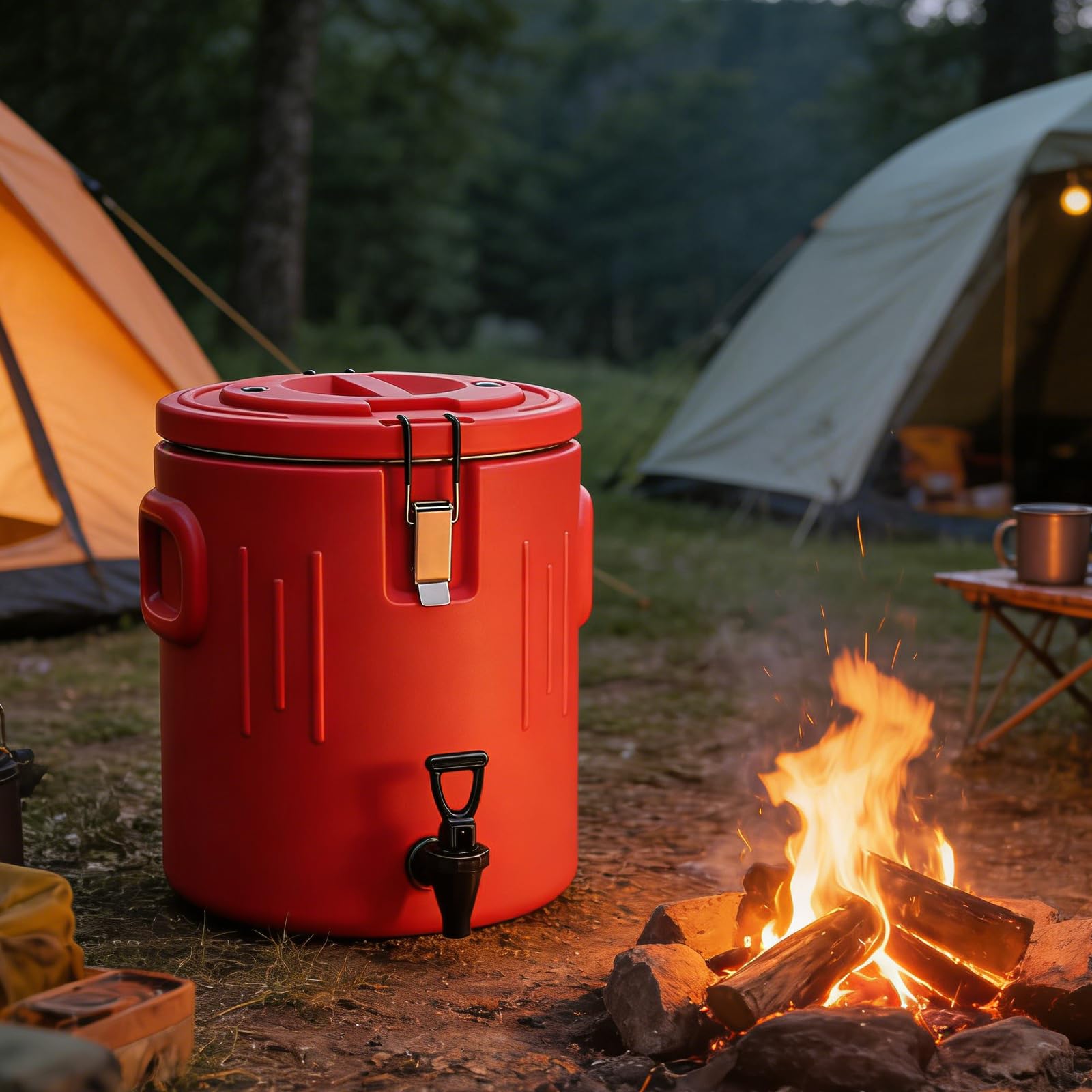 Dispensador de bebidas aislado con grifo y tapa de bloqueo, servidor caliente/frío y recipiente de sopa para fiestas, camping, eventos al aire libre - 9 paquetes abatibles