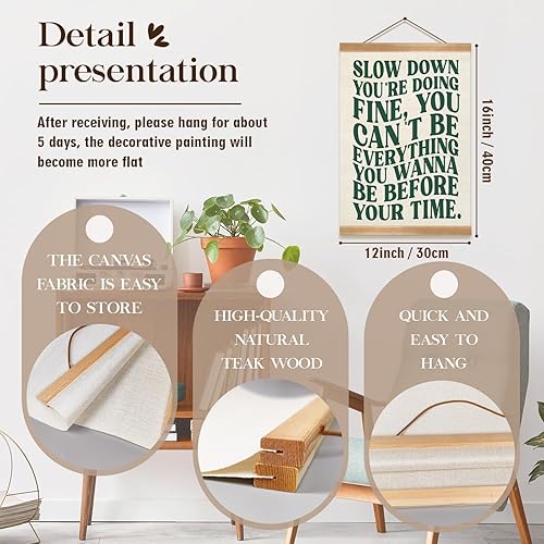 Miniatura 2 de ZTGDA Póster artístico de pared con texto "Slow Down You're Doing", recordatorio diario de afirmaciones positivas, decoración de apartamento