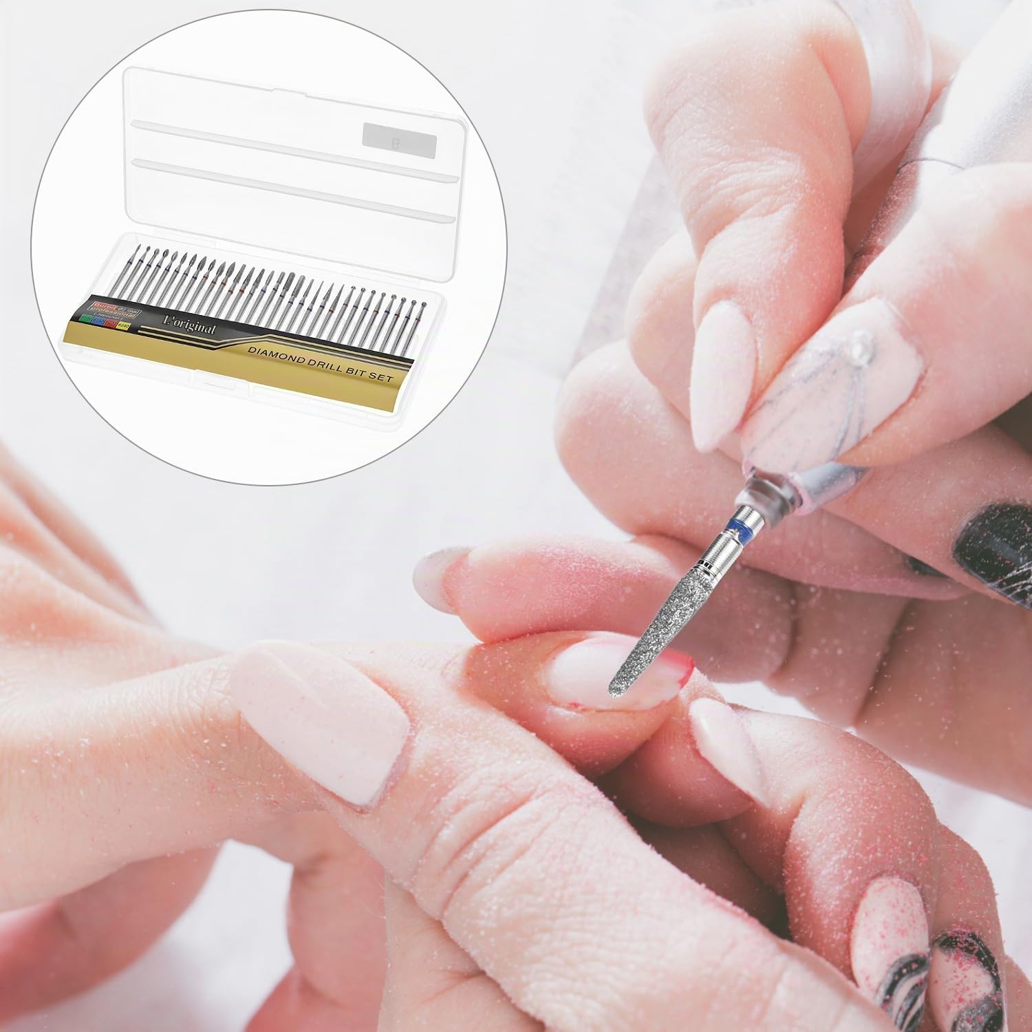 QWORK® 30 Pièces forets à ongles, embout ponceuse ongles, pour ongles en acrylique, en gel et soin des cuticules