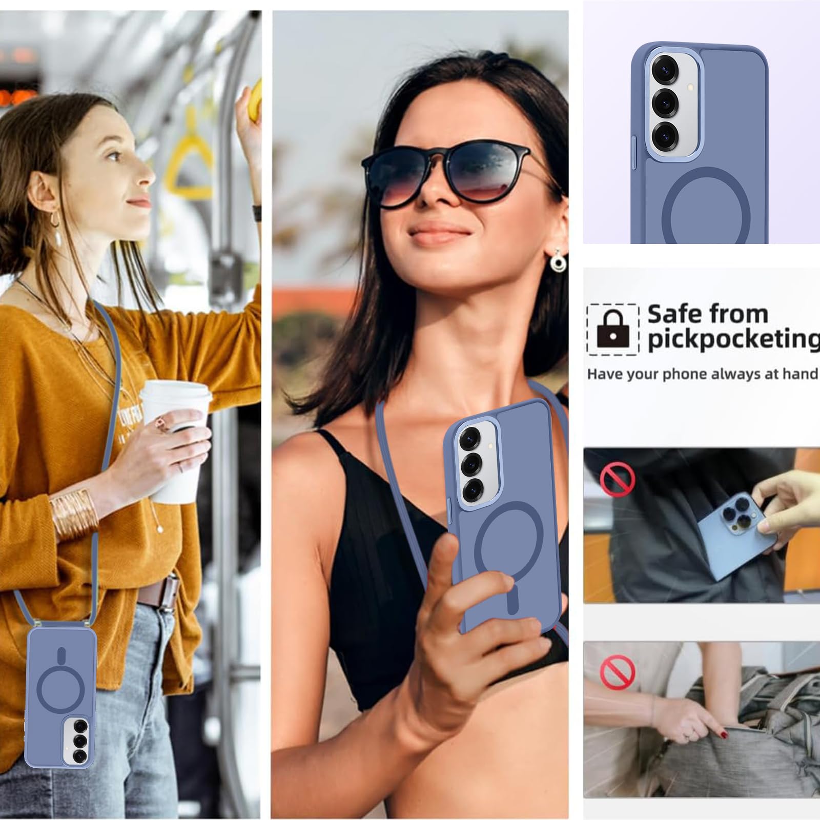 Yoedge Magnetyczne etui do Samsung Galaxy S25 5G 6,2 cala ze smyczą, kompatybilne z MagSafe, półprzezroczyste matowe etui PC cienkie TPU odporne na wstrząsy etui ochronne z paskiem na ramię sznur