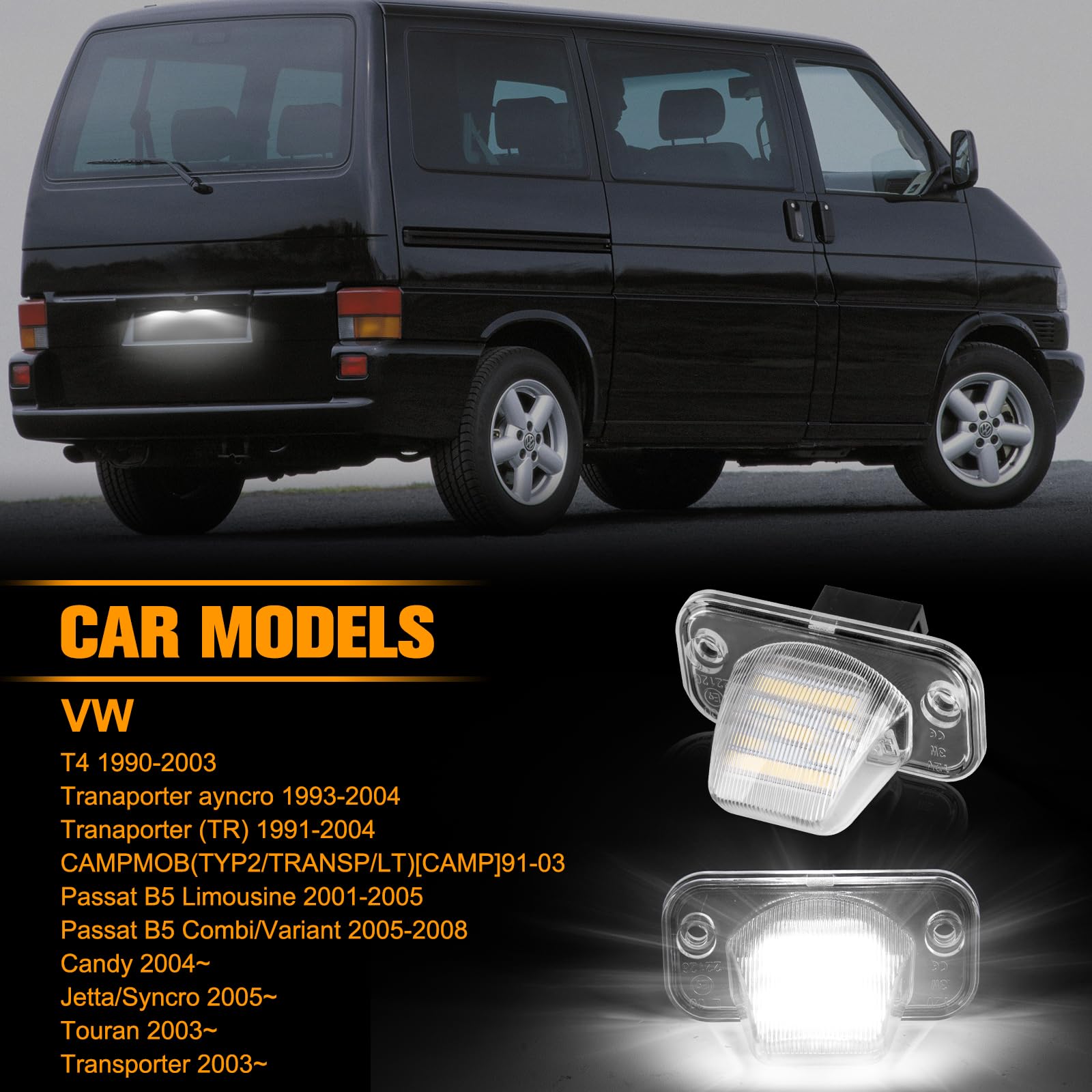 2 Stücke LED Kennzeichenbeleuchtung für VW T4 Tranaporter Pass-at B5 Candy Je-tt-a Syncro, Led Beleuchtung mit Canbus
