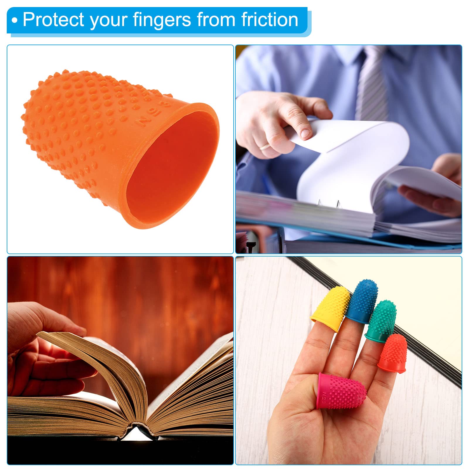 PATIKIL Goma Dedo Puntas, 20 Pieza Silicona Pulgar Dedo Punta Protector, Naranja XL
