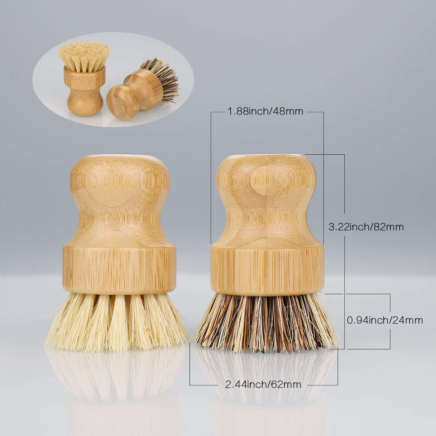 Spazzola Per Piatti In Bambù Ecologica - 2 Pezzi Con Setole In PP, Manico Ergonomico, Perfetta Per Pentole, Posate E Verdure (Verde)