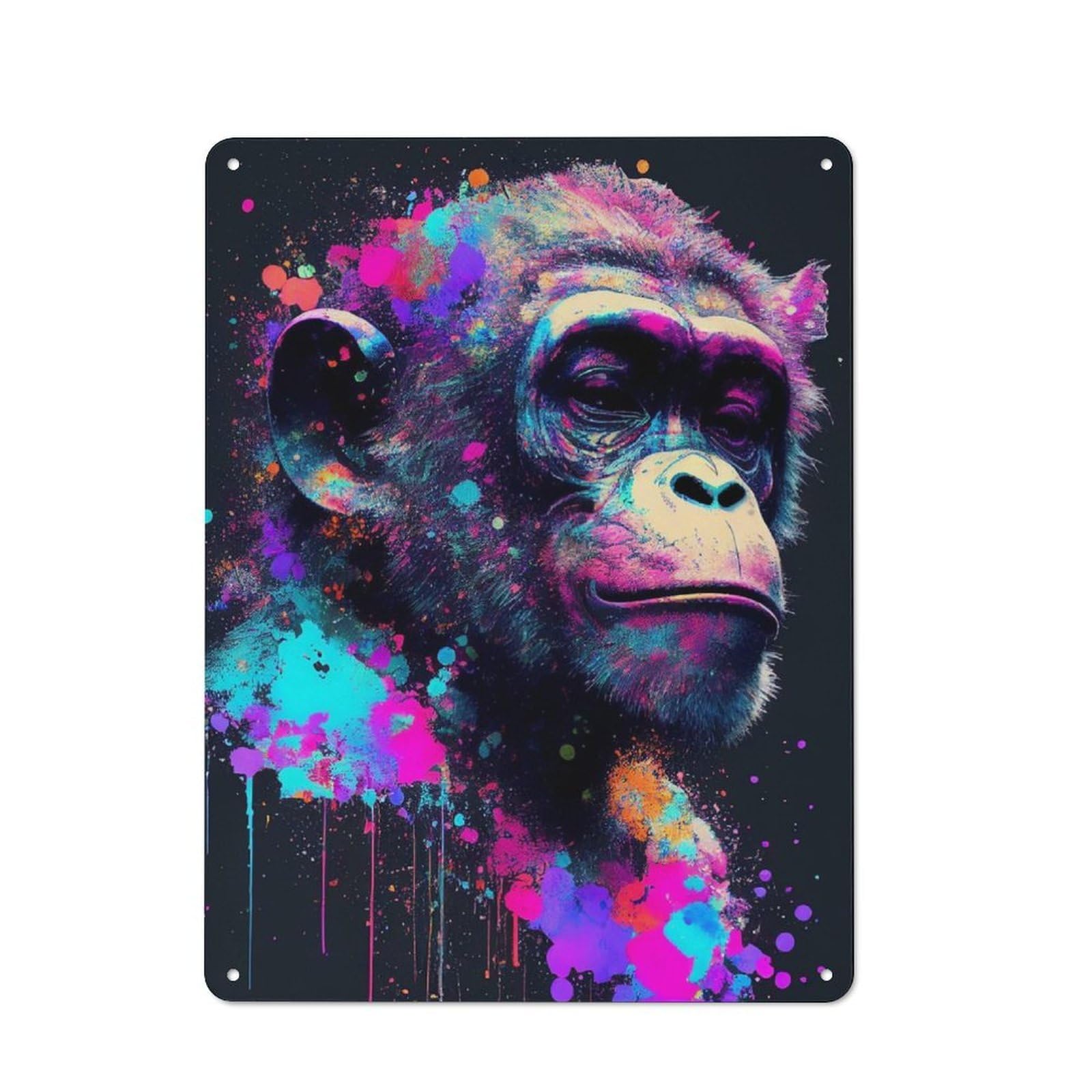 Junmoney Colorful Chimpanzee Retro Tin Sign 40X30cm For Living Room Or Hallway, Gift For Living Room Decor Lovers During The Christmas Season