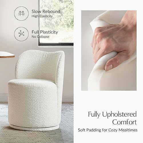 Miniatura 5 de HULALA HOME Boucle Silla de comedor giratoria  Sillas de cocina de barril tapizadas de sherpa con rotación de 360 grados, silla de tocador moderna