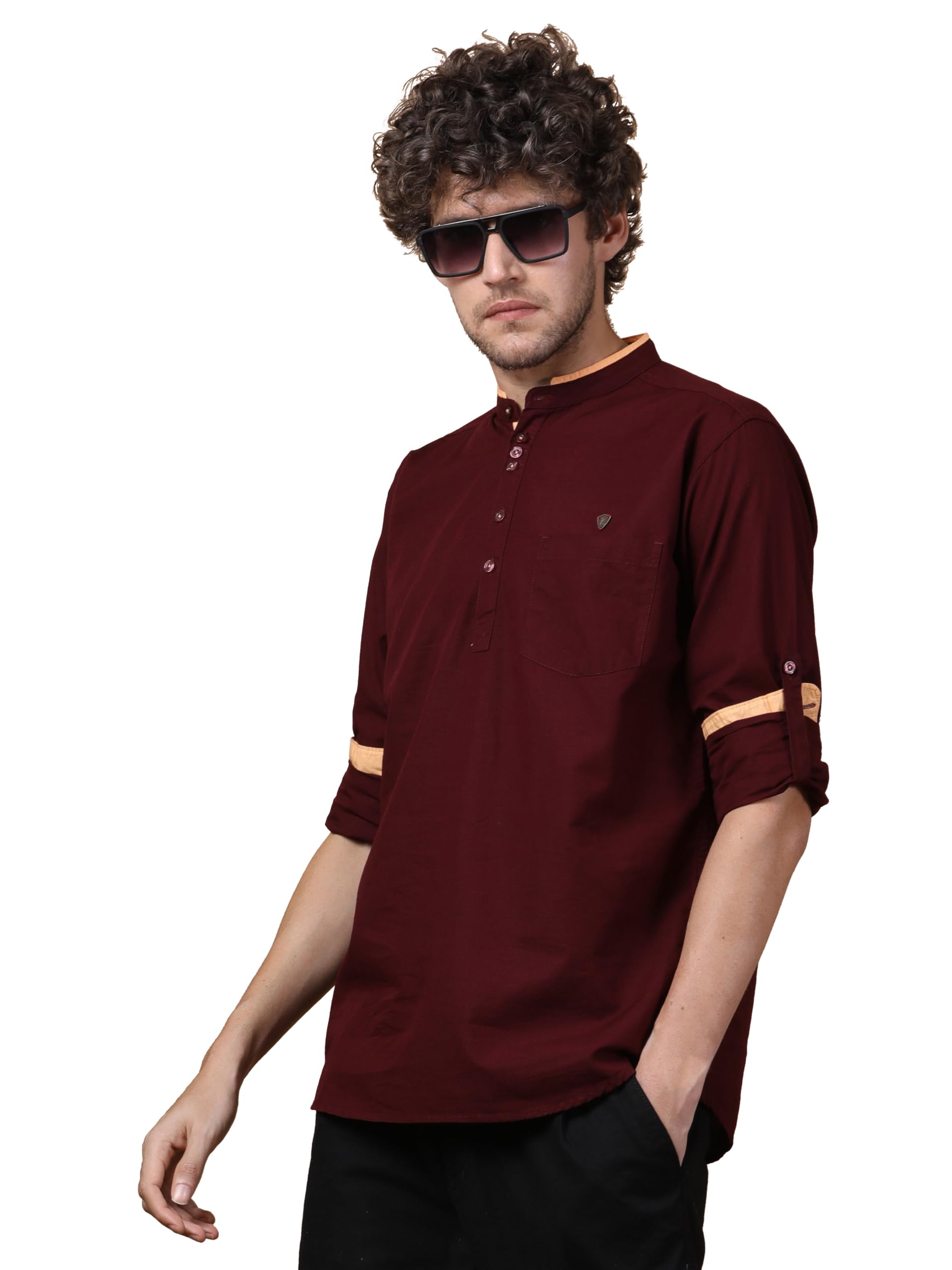 kuons avenue Men's Linen Cotton Short Kurta – Tailored Fit | Mandarin Collar - Ideal for Casual or Ethnic Styling-picture-10
