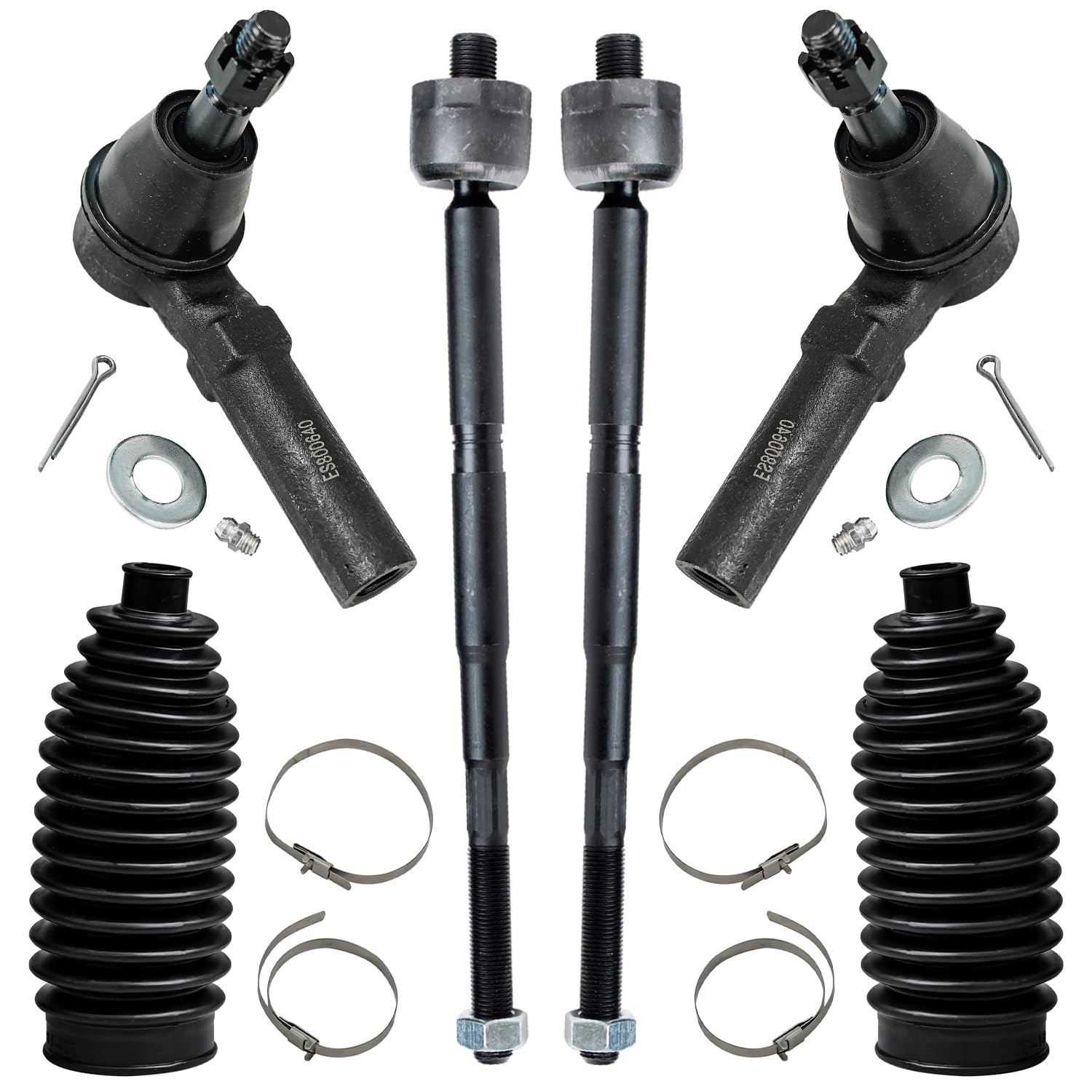 Detroit Axle - 2.4L Front Tie Rods Kit for 2010-2017 Chevrolet Equinox GMC Terrain, 2011 2012 2013 2014 2015 2016, 4 Inner & Outer Tie Rods, 2 Boots, Replacement