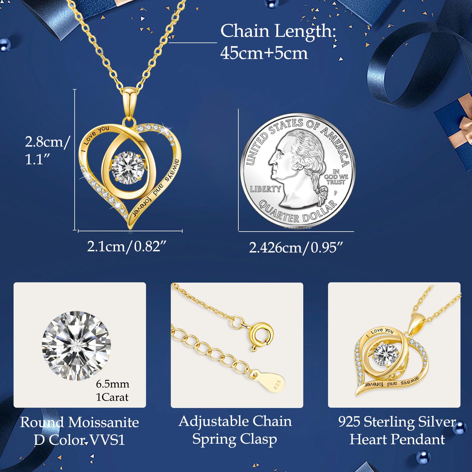 Moissanite Kette Damen Silber 925 Echt Herz Halskette Schmuck Geschenke | Jubiläum Weihnachten Valentinstag Muttertags Hochzeit Geburtstag Geschenk für Frauen Frau Freundin Mama