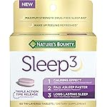 Natures Bounty Sleep3 Melatonin 10mg, Maximum Strength 100% Drug Free Sleep Aid, Dietary Supplement, L-Theanine & Nighttime Herbal Blend Time Release Technology, 60 Tri-Layered Tablets