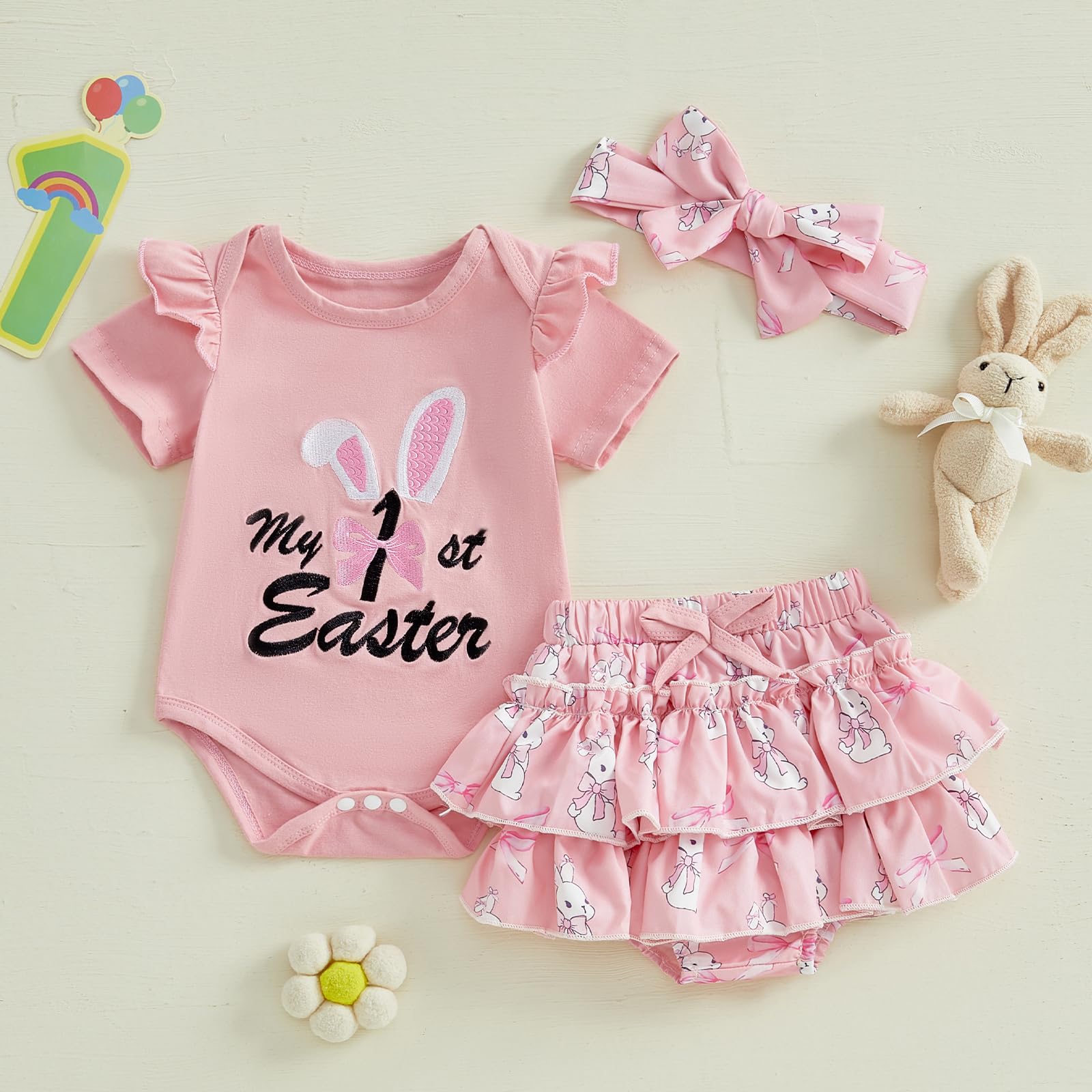 Newborn Baby Girl Clothes Solid Straps Romper Tank Tees Tops+Floral Short Pants Outfit Set Toddler Girl Clothes Shorts Set (Yellow Tank tees Shorts Set, 2T-3T)