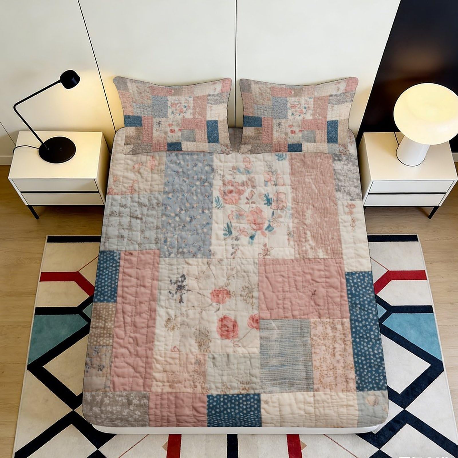 Jqzkxnhpbr Style-6 3D Printed Patchwork Geometric Fitted Sheet Microfiber Soft Breathable Vintage Abstract Bed Cover For Bedroom Dorm Mattress Protection Decor 90X200x25cm