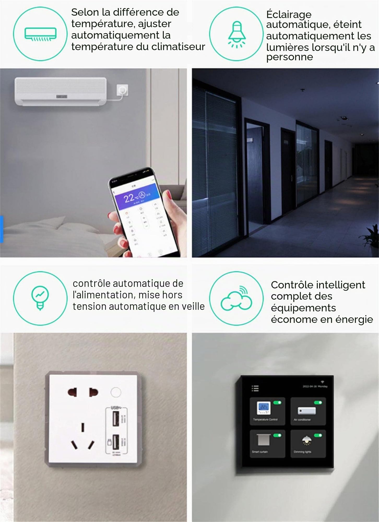 ZYWUOY Panneau De Contrôle Tactile Tuya Multifonction, Panneau De Contrôle pour Maison Intelligente avec écran LCD, Commutateur De Scène Intelligente, Hub Zigbee Intégré