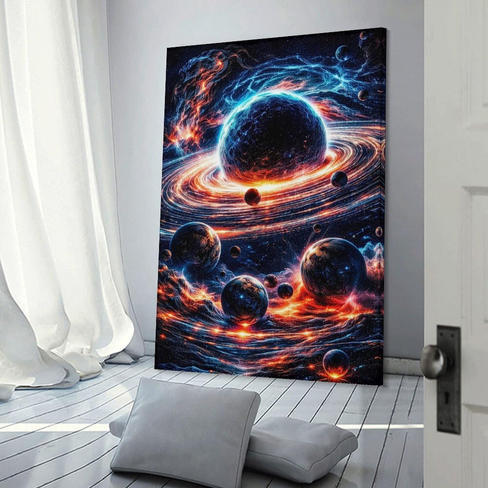 Junmoney Cosmic Nebula with Planets Home Decor Wall Art, 20x30inch(50x75cm), for New Homes, Bedrooms Or Workspaces, Gift Idea for Housewarming And Birthdays
