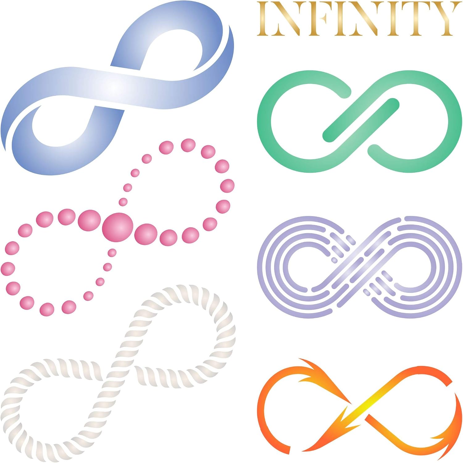 Infinity Stencil, 6.5 x 6.5 inch - 6 Different Infinity Symbol