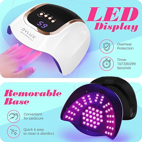 Miniatura 5 de Lámpara de uñas LED de 208 W con 66 cuentas LED, secado rápido para uñas de gel, luz UV profesional con 4 temporizadores, ideal para arte de uñas en