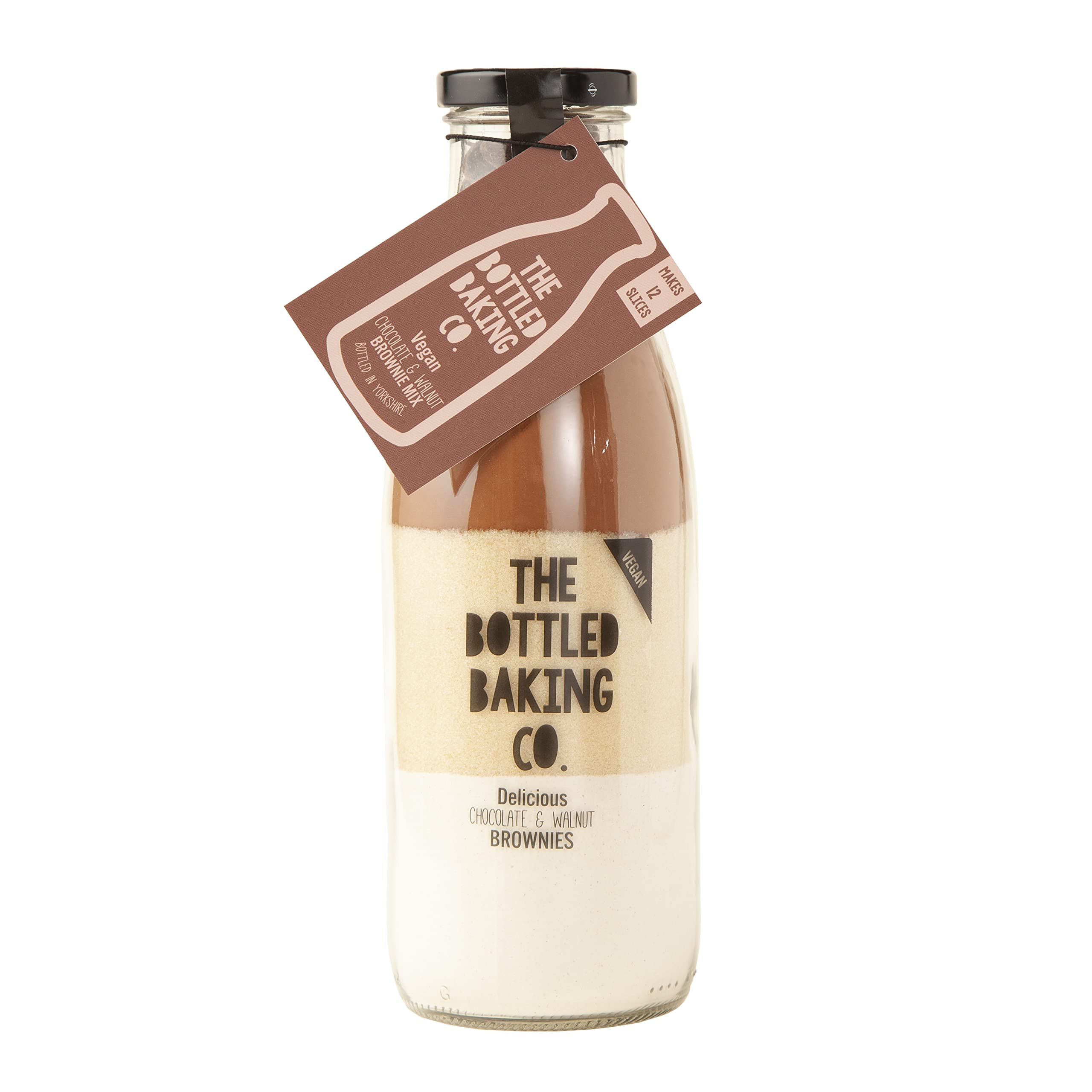 Bottled Baking Co Vegan Chocolate & Walnut Brownie Mix, Premade Chocolate Brownie Cake Mix With Method And Instructions For Making Brownies At Home (Makes Approx. 12 Chocolate Walnut Brownie Slices)