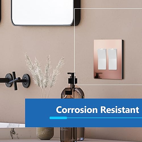 Miniatura 122 de LIDER - Cubierta decorativa de interruptor doble con acabado mate, placa de pared sin tornillos, tamaño mediano, 2 bandas, 4.88 x 4.92 pulgadas