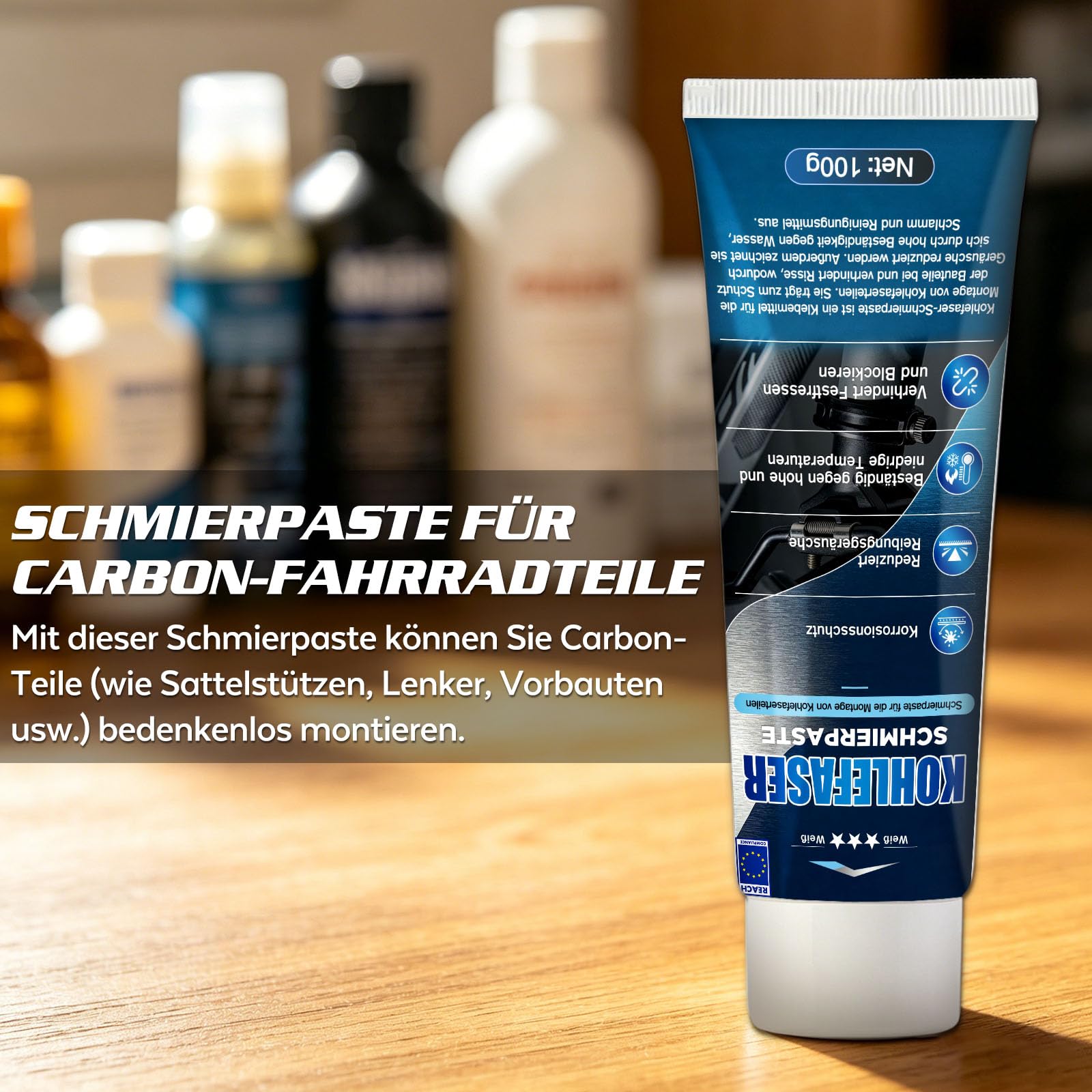 100g Carbon Paste Fahrrad Montagepaste für eine reibungsarme Leistung, für Carbon-Komponenten, Anti Seize& Kalt Schweißen, Mikrosandgestrahltes Fett für die Montage