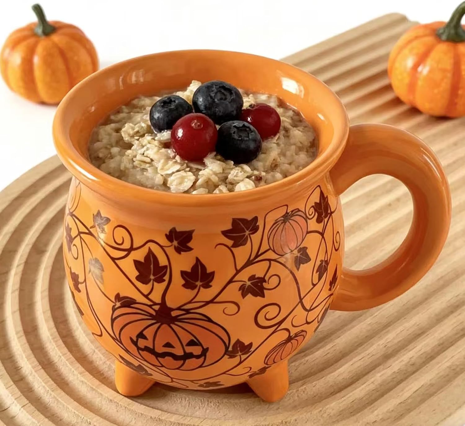 Ceramic Cauldron Mug - 12 oz Witches Brew Themed Coffee Cup, Microwave & Dishwasher Safe, Unique Magic Potion Mug for Tea, Coffee, Hot Chocolate, Fun Gift for Witchy & Fantasy Lovers(Pumpkin, Orange)