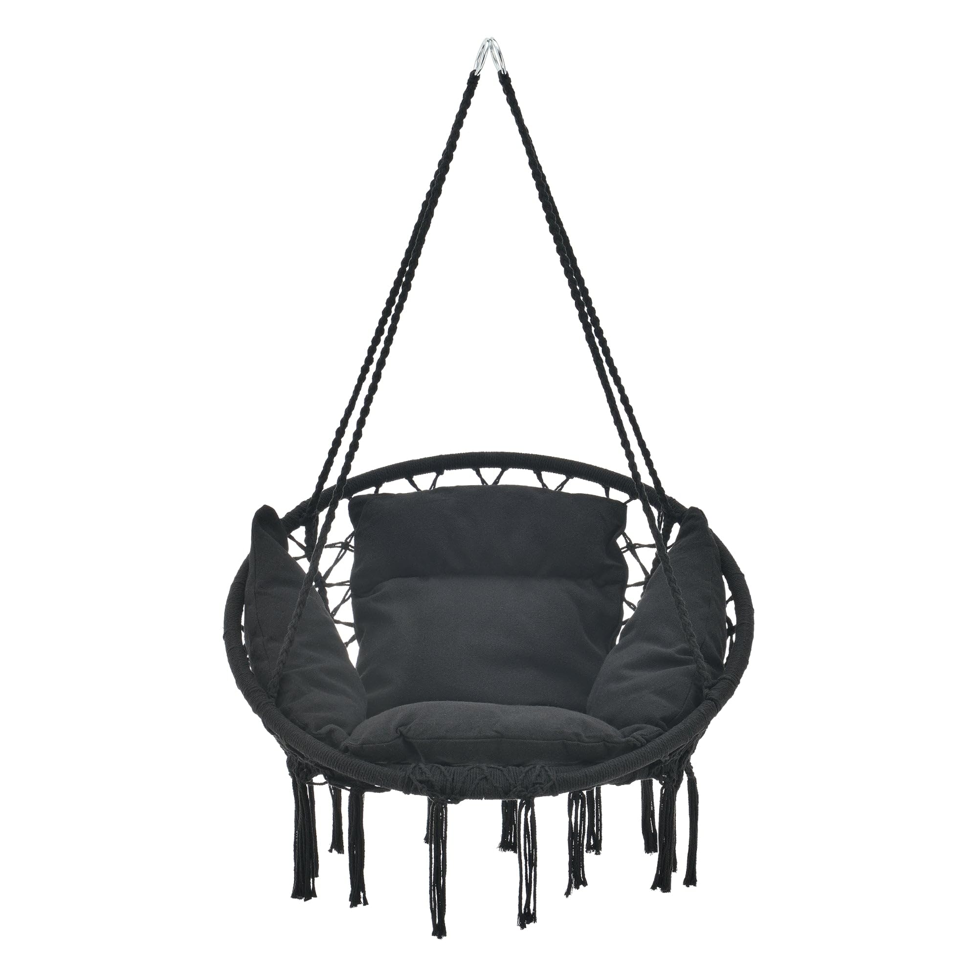 Amaca seduta Rotonda con Cuscino Sedia Sospesa diametro seduta 60 cm Nero 03_0006060
