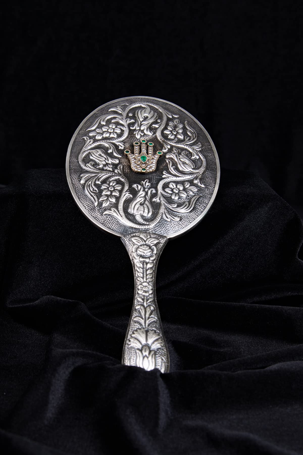 Turan Design.925 Ayar Gümüş Fatma'nın Eli Motifli El Aynası