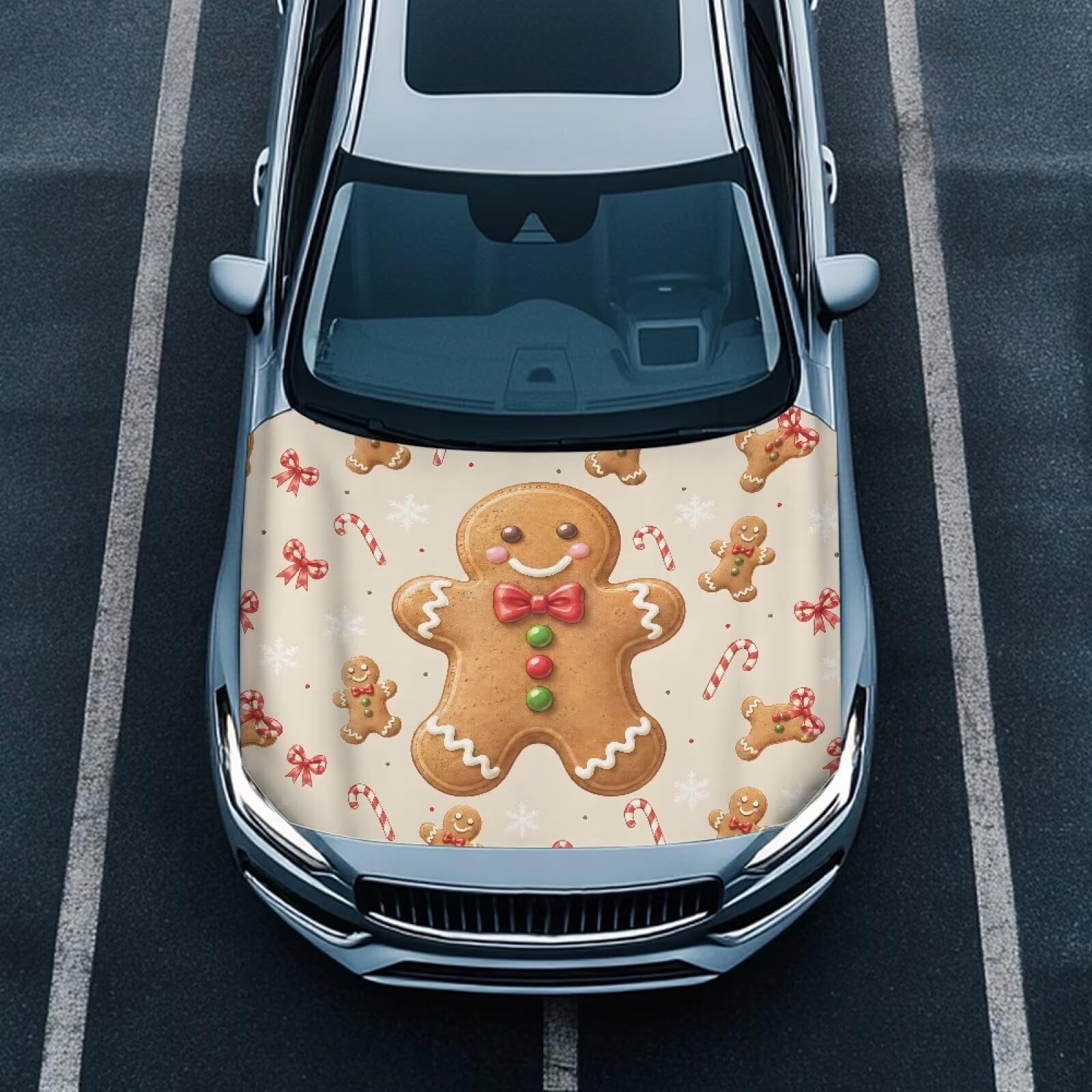 Renewold Christmas Car Hood Cover Vehicle Hood Wrap Blanket Easy Install