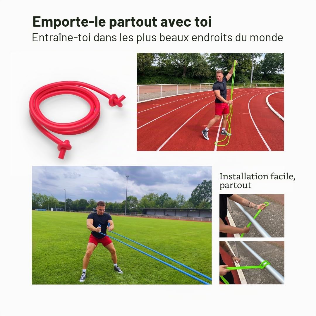 Bande de fitness 5 mètres - Bande de résistance ronde en silicone pour Ringer MMA Arts martiaux Entraînement - Différentes épaisseurs - Sans latex