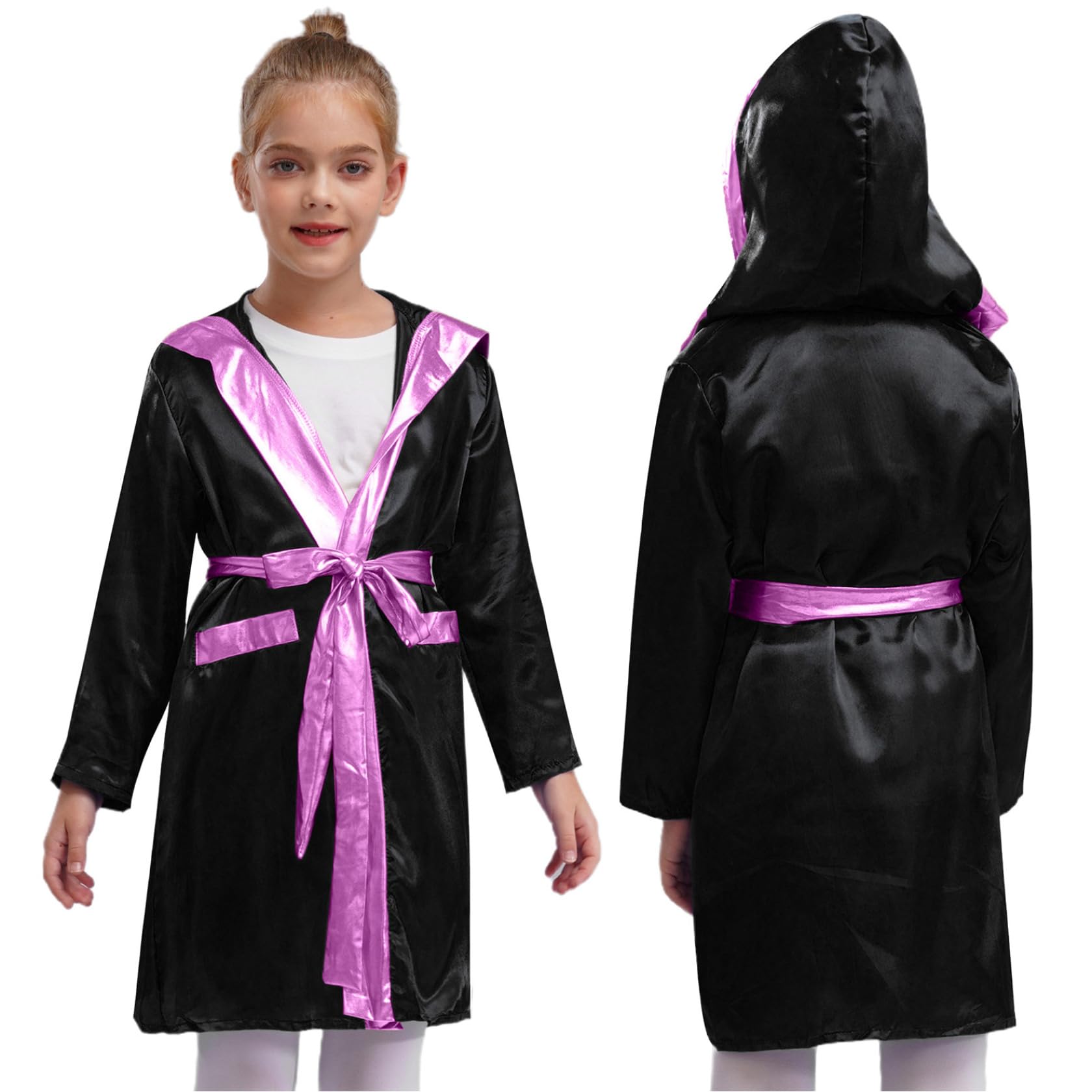 Ropa de boxeador para niños y niños, abrigo de boxeo, kickboxer, boxeo, chaqueta, abrigo con capucha, bata con cinturón