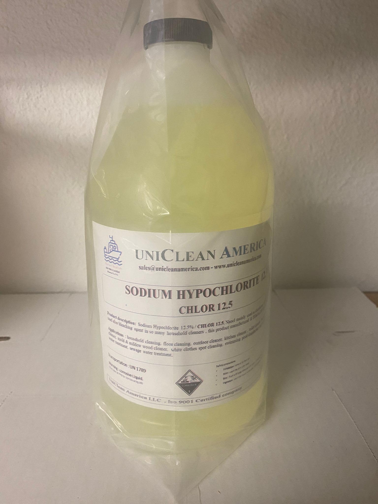 Sodium Hypochlorite 12.5% - Chlor 12.5 - Chlorine Liquid Concenrate Naocl - Made in USA - Size: 64 fl oz
