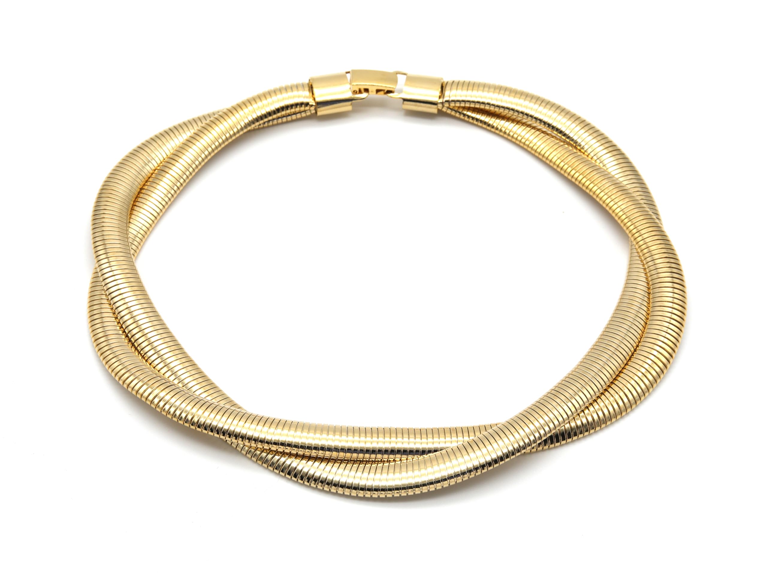 Marshal Necklace Omega Brass Chain 18k Gold Plated Silver Plated Black Rhodium Plated Stretch Cobra Choker Necklace