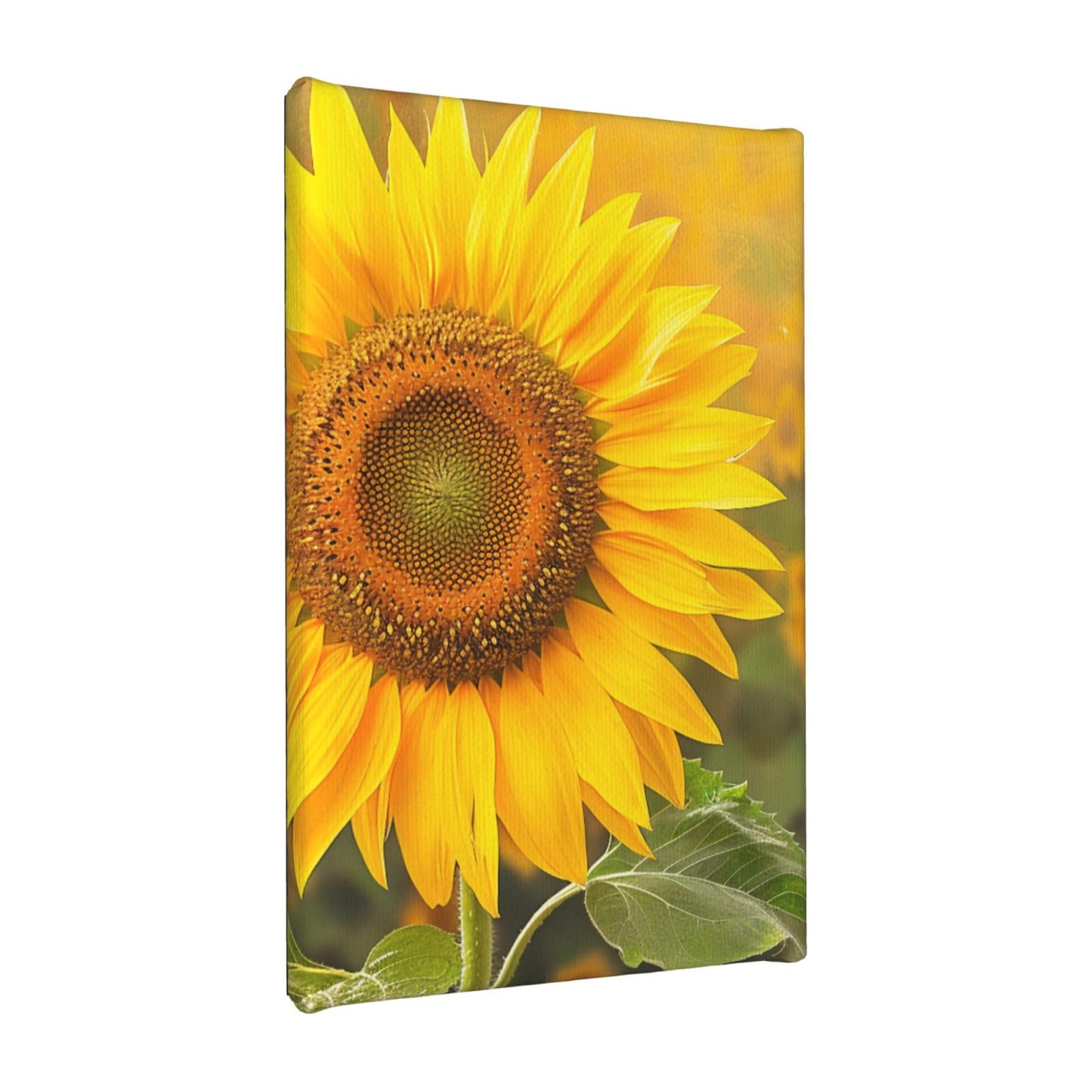 YKLJG Sunflower Printed Wall Art Canvas Painting 20x30 CM Wooden Framed Picture Painting Artwork Prints for Bedroom Kitchen Home Office Decor
