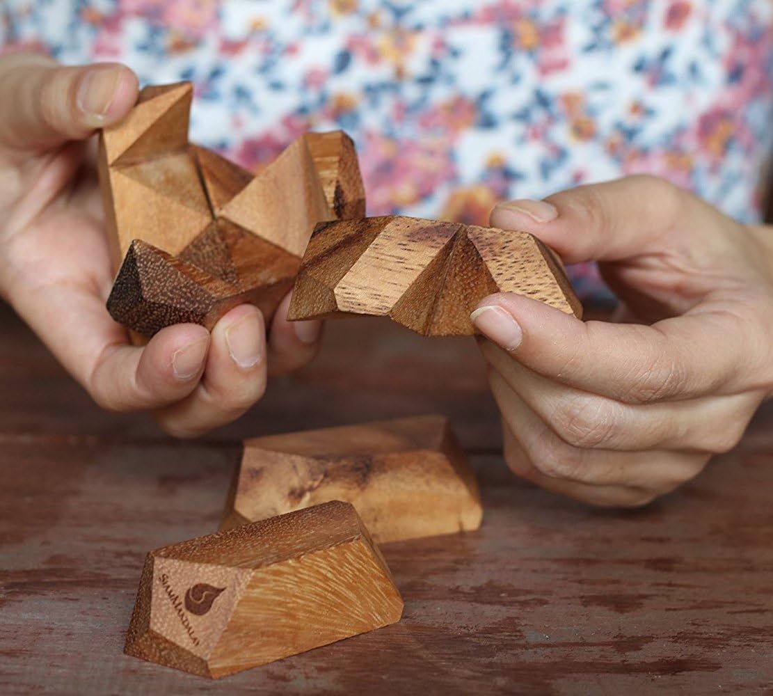 Galactic: Handmade & Organic 3D Brain Teaser Wooden Puzzle for Adults from SiamMandalay with SM Gift Box(Pictured)