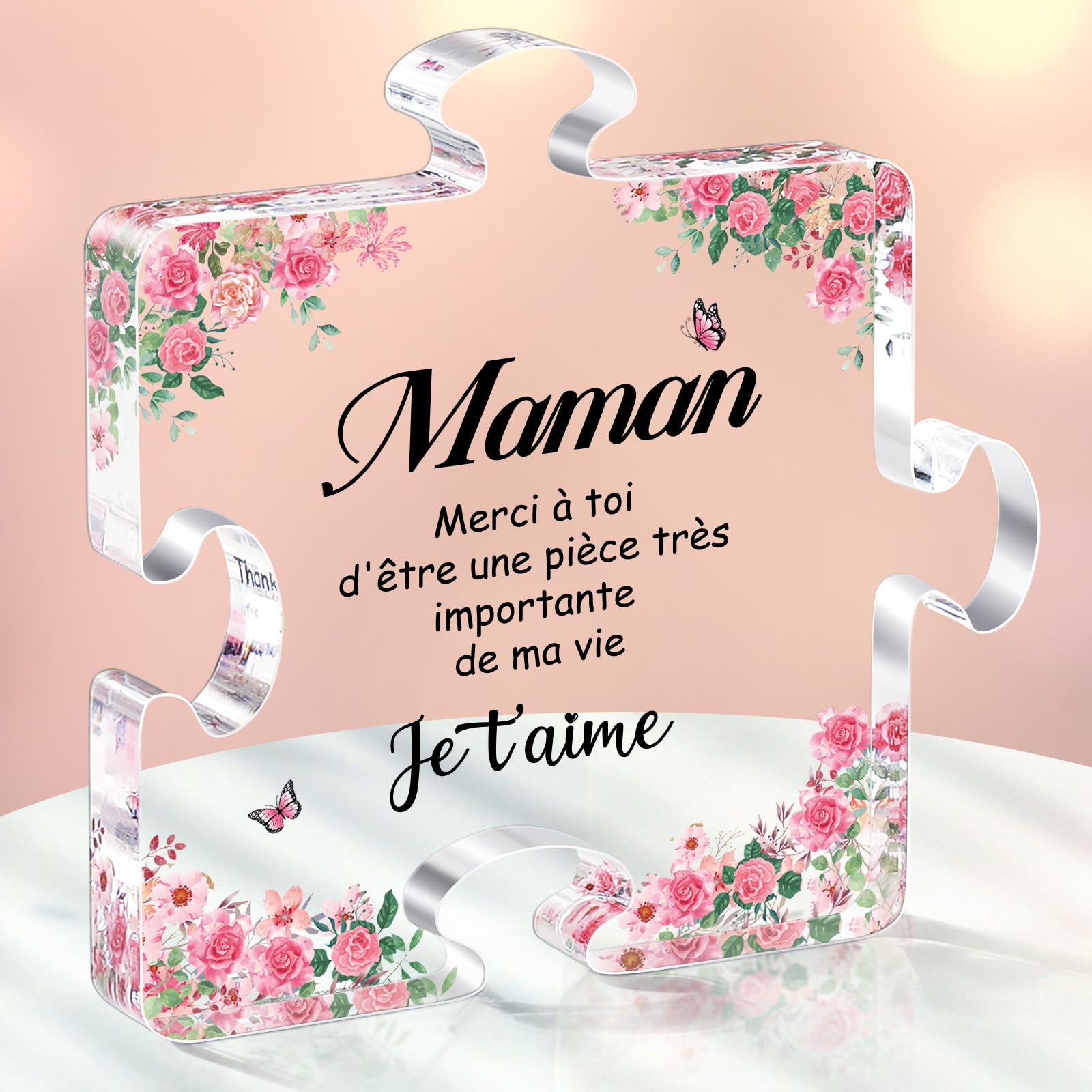 Cadeau Cœur Acrylique Pour Maman - Gravure 'Meilleure Maman Du Monde' - Anniversaire, Fête Des Mères, Noël