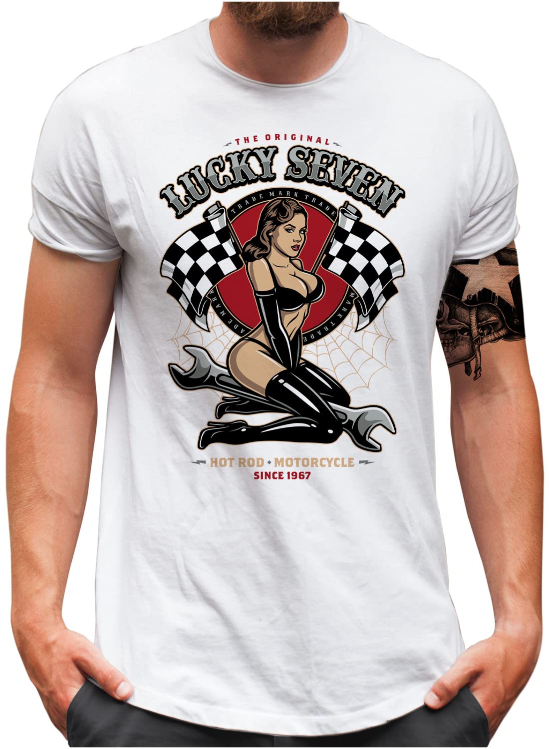 T-shirt Lucky 7 homme pin up racing pour un look motard lors des rassemblements auto - 8