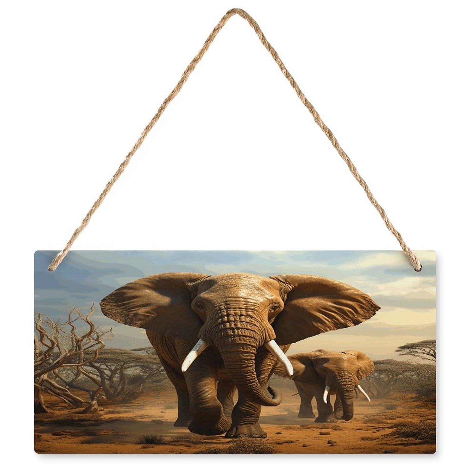 Fodpand Style Elephant Animals Wall Art Wooden Hanging Sign Decor, Artwork For Wall Decoration, Funny Plaque For Bedroom Kitchen Living Room Home Decoration 9.8 X 4.9 Inch