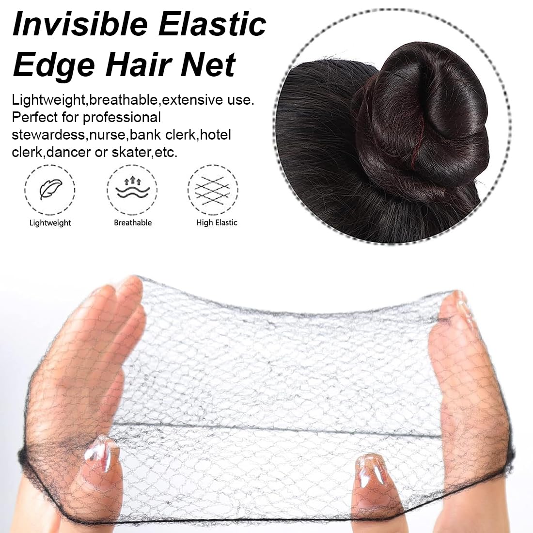 Retine per Capelli Chignon,40 Pezzi Retina per Capelli,con 50 Forcine a Forma di U per Donne,Rete Invisibile per Chignon,per Cameriera,Infermiera,Hostess,Ballerine,Chef