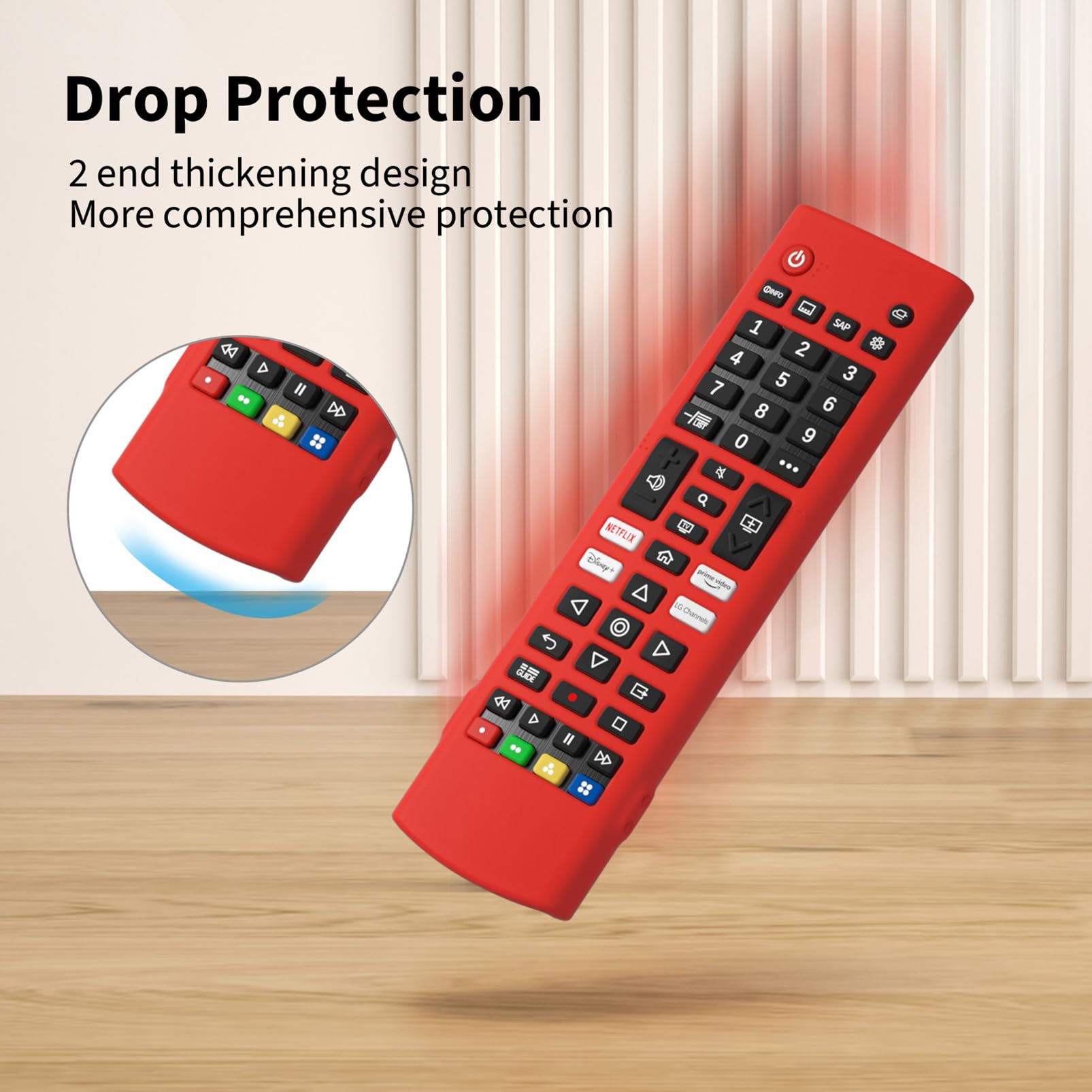 Hi Color Silicone Case for LG AKB Series Remote AKB75095307 AKB75375604 Remote Cover Shockproof Protective Sleeve (red) - Image 3