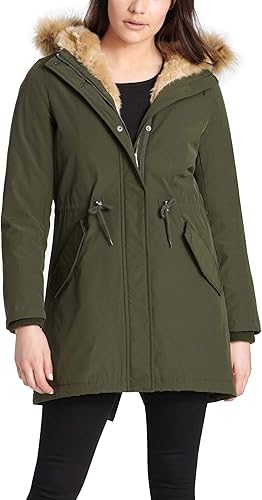 Levi's - Parka con capucha y forro de piel sintética para mujer (tamaño estándar y extra grande)