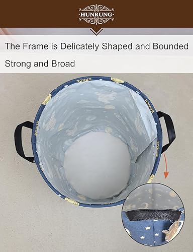 Miniatura 6 de HUNRUNG Cesta de almacenamiento grande de tela de lona, ligera, organizador de juguetes, ropa sucia, plegable, impermeable, para dormitorios