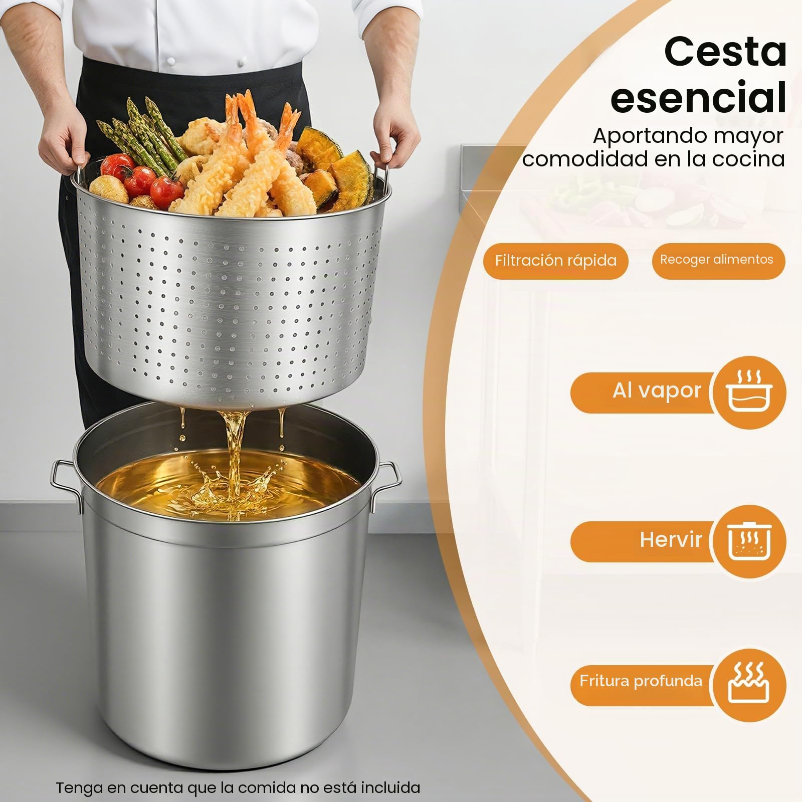 Olla universal de 100 L, con tapa y cesta, grandes barriles de acero inoxidable, para celebraciones familiares, comerciales