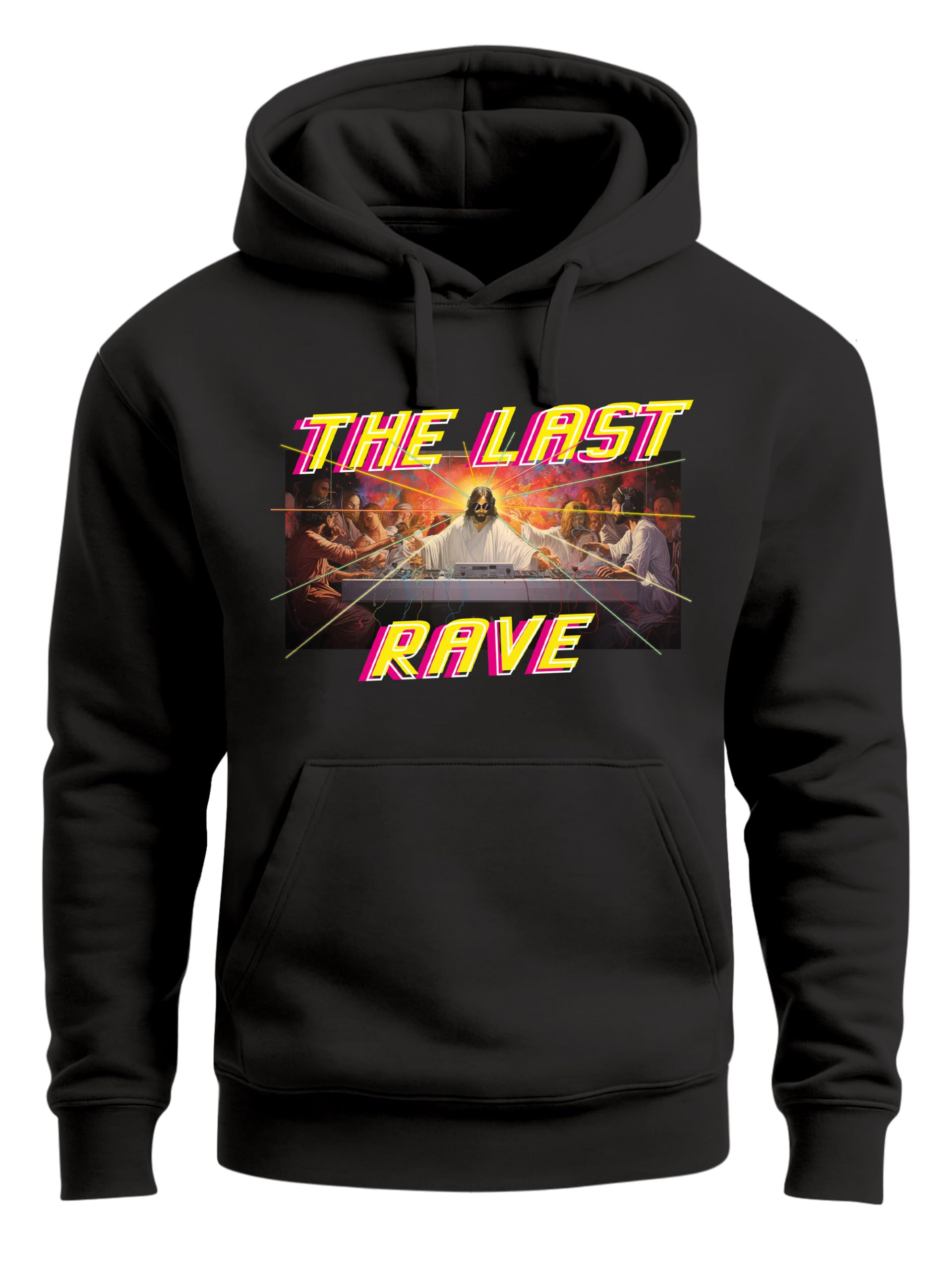 Neverless Felpa con cappuccio da uomo con stampa Techno The Last Rave Parodia L'Ultima Cena Jesus Fashion Streetstyle