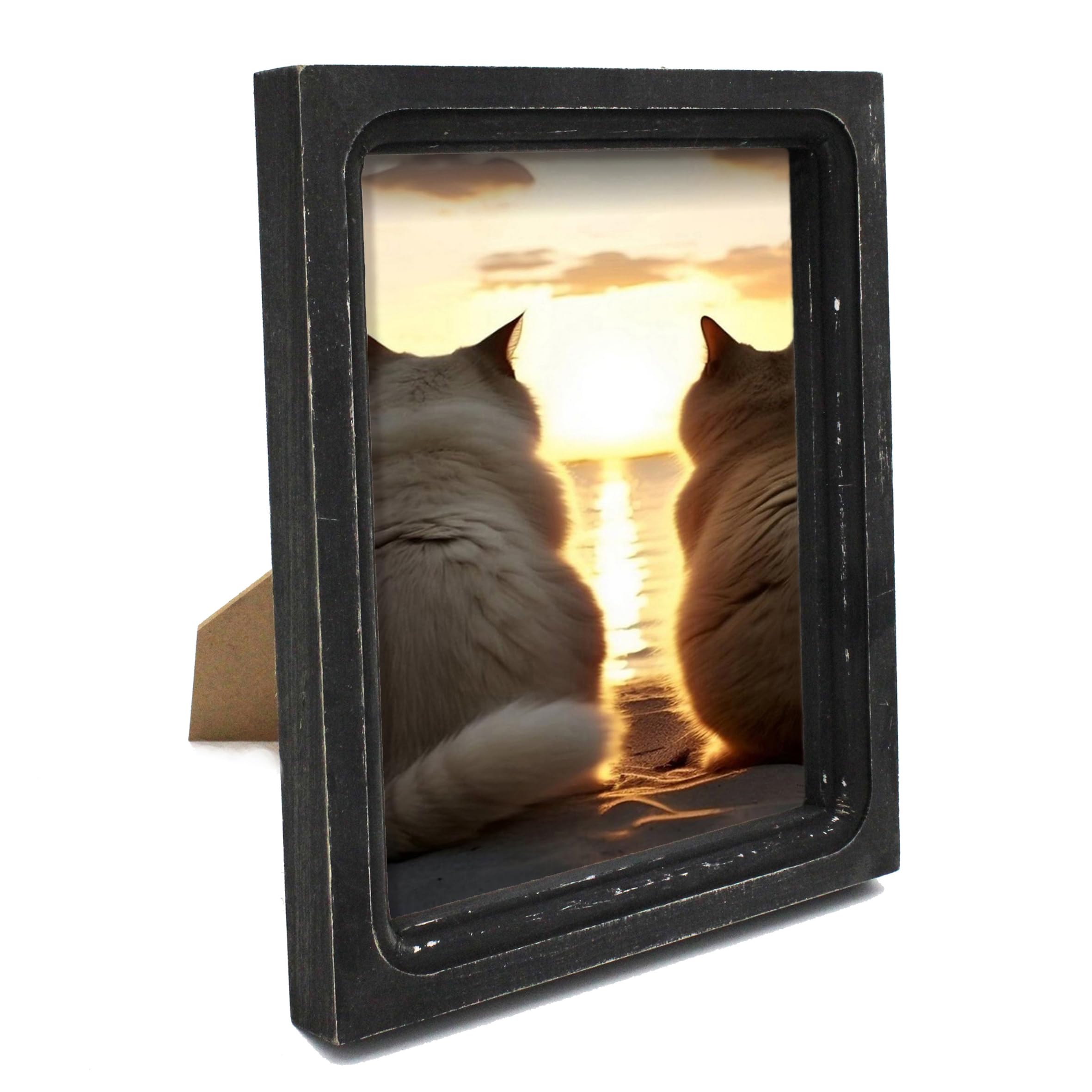 Cadre photo bois massif 15x20 cm noir vieilli rustique CVHOMEDECO