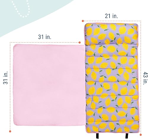 Miniatura 4 de Wildkin Tapete de microfibra para siesta de 43 pulgadas con almohada reutilizable para niños y niñas, ideal para guardería y preescolar, tapete de